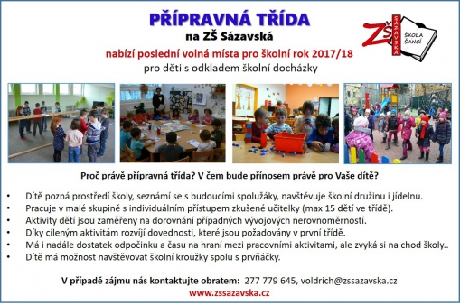 VOLNÁ MÍSTA V PŘÍPRAVNÉ TŘÍDĚ